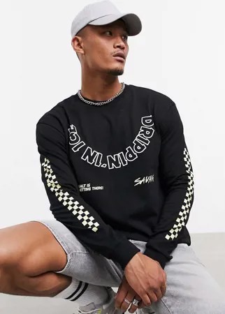 Черный лонгслив Bershka