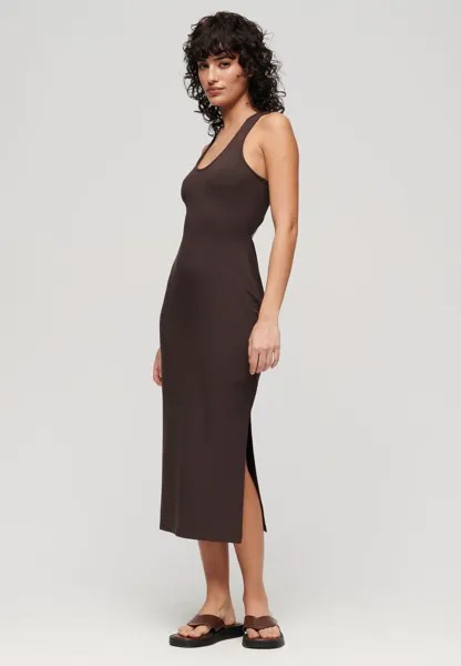Платье из джерси SCOOP NECK MIDI Superdry, коричневый