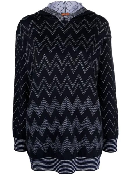 Missoni худи с люрексом и узором зигзаг, синий