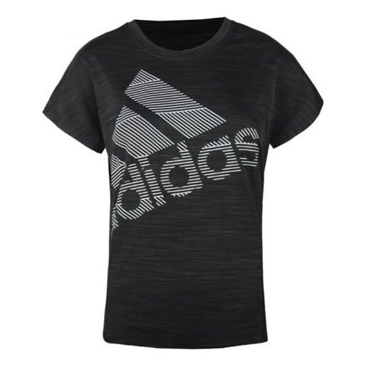 Футболка тренировочные спортивные с круглым вырезом с коротким рукавом Adidas, черный