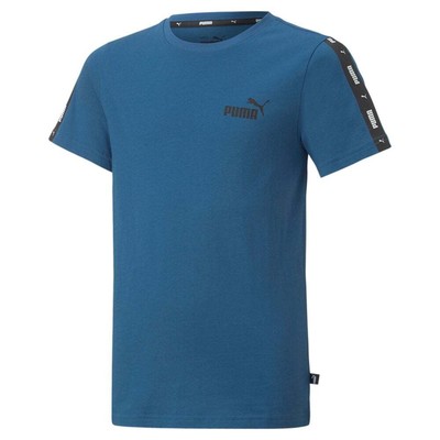 Puma Ess Tape Crew Neck Футболка с короткими рукавами Молодежные мальчики Синие повседневные топы 8473001