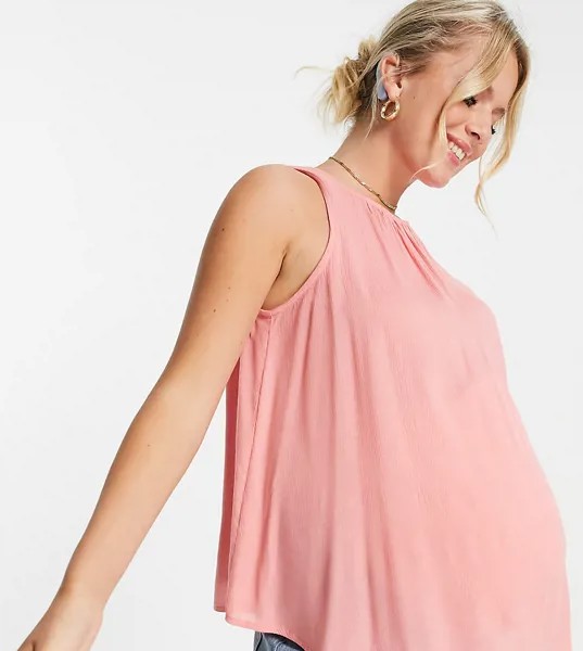 Розовая свободная майка из жатого материала ASOS DESIGN Maternity-Бесцветный