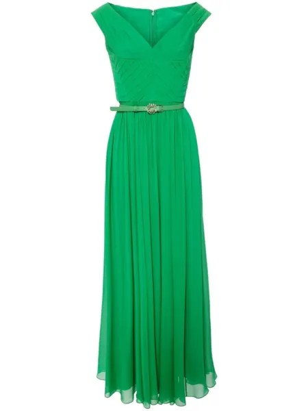 Elie Saab шелковое платье-боди, зеленый