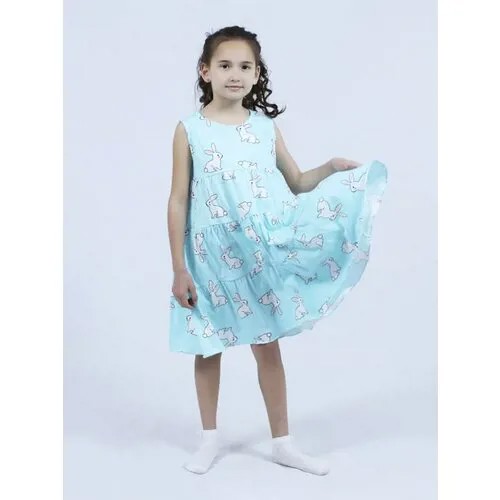 Платье Bonito, хлопок, нарядное, размер 122, голубой