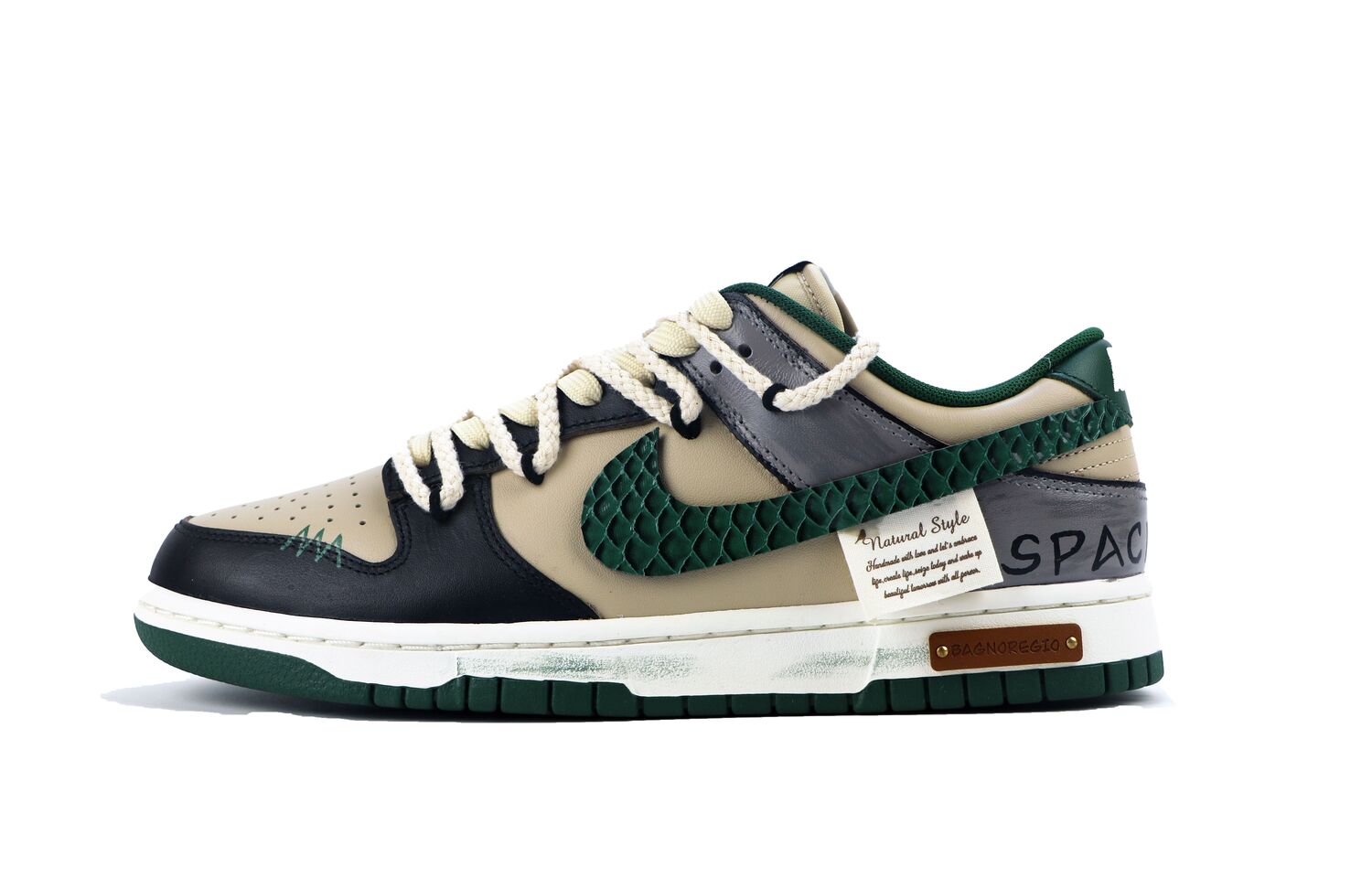 Кроссовки Nike Dunk Skateboarding Shoes Unisex Low-top Black/grey/brown/green, зеленый