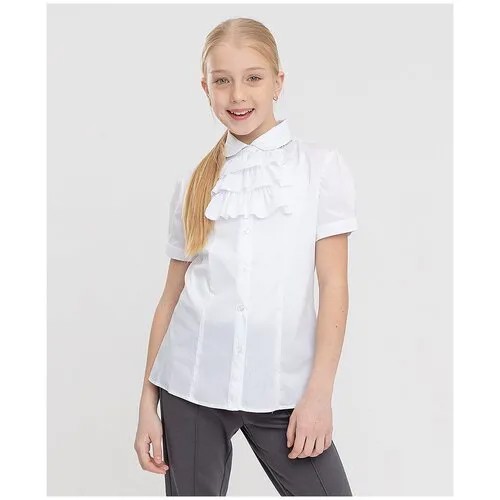 Блузка с рукавом 3/4 белая Button Blue для девочек, размер 128 , модель 222BBGS22010200