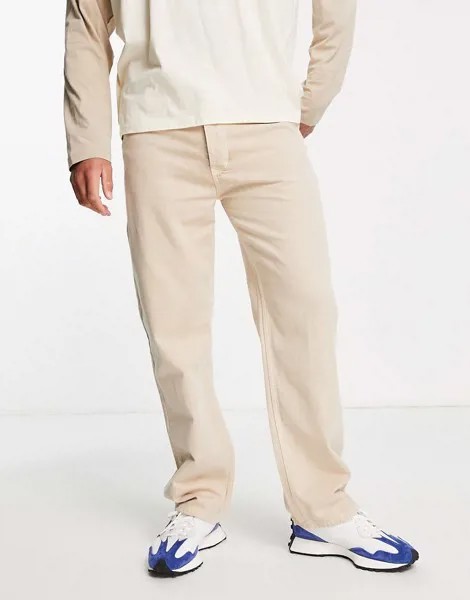 Мешковатые джинсы светло-бежевого цвета River Island-Коричневый цвет