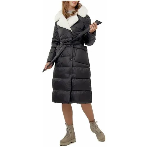 Пальто утепленное женское зимнее с капюшоном AD112268Sr, 44