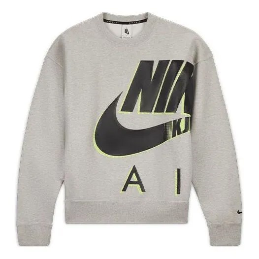 Толстовка Nike Air x Kim Jones Crossover Logo Printing Fleece Round Neck US Edition Couple Style Gray, серый