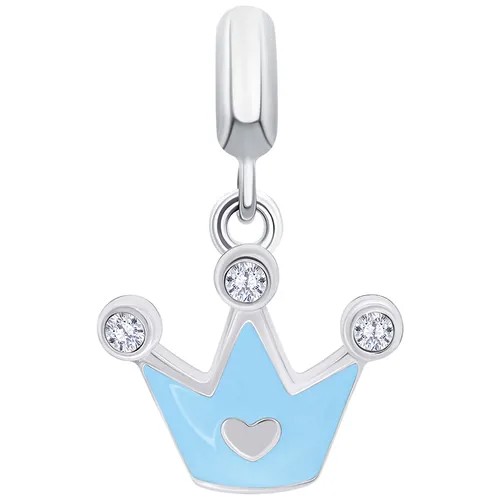 Детский Серебряный кулон Корона с сердцем UmaUmi Symbols /подарок девочке/ подвеска c эмалью