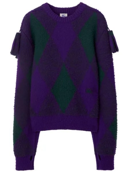 Burberry шерстяной джемпер с узором, фиолетовый