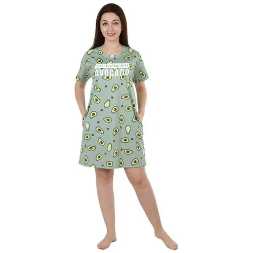 Платье Оптима Трикотаж, короткий рукав, карманы, трикотажная, размер 42, зеленый