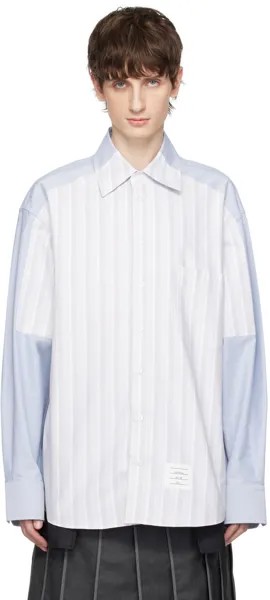 Серо-синяя рубашка со вставками Thom Browne