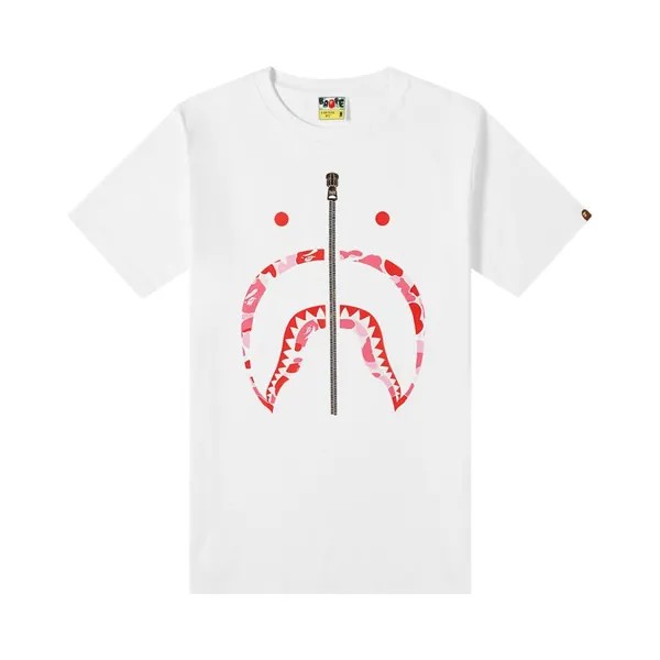 Футболка BAPE ABC Camo Shark Tee 'White/Pink', белый