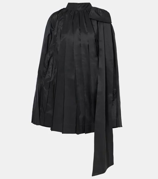 Мини-платье из плиссированной тафты с накидкой Simone Rocha, черный