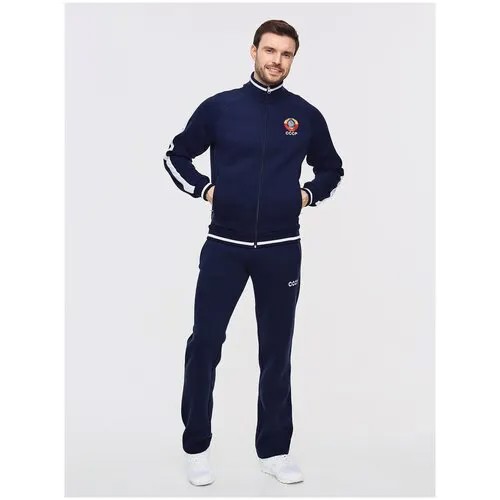 Костюм Addic, олимпийка и брюки, силуэт прямой, карманы, подкладка, утепленный, размер 56, синий