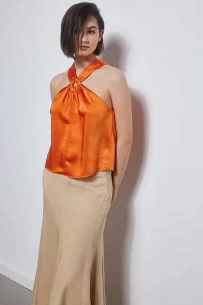 Атласный топ с бретельками Pedro del Hierro, темно-крозовый