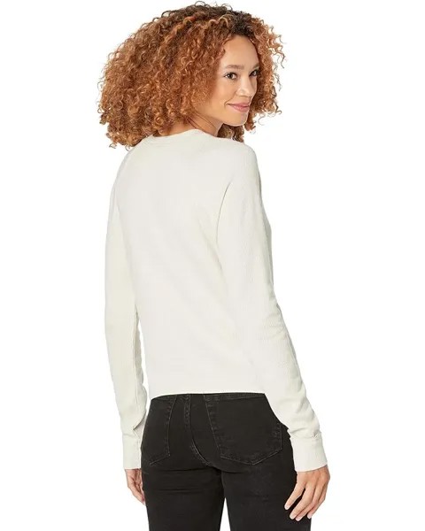 Топ Three Dots Raw Cut Long Sleeve Henley Top, цвет Rainy Day