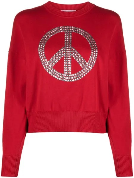 MOSCHINO JEANS джемпер со стразами, красный