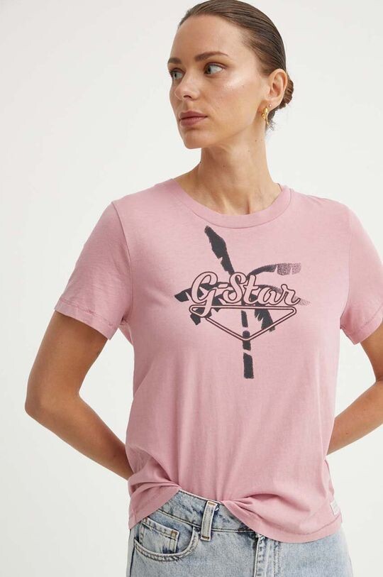 Хлопковая футболка G-Star Raw, розовый