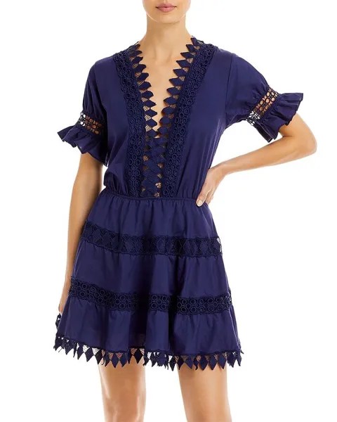 Хлопковое мини-платье с вышивкой Ora Swim Cover Up Peixoto