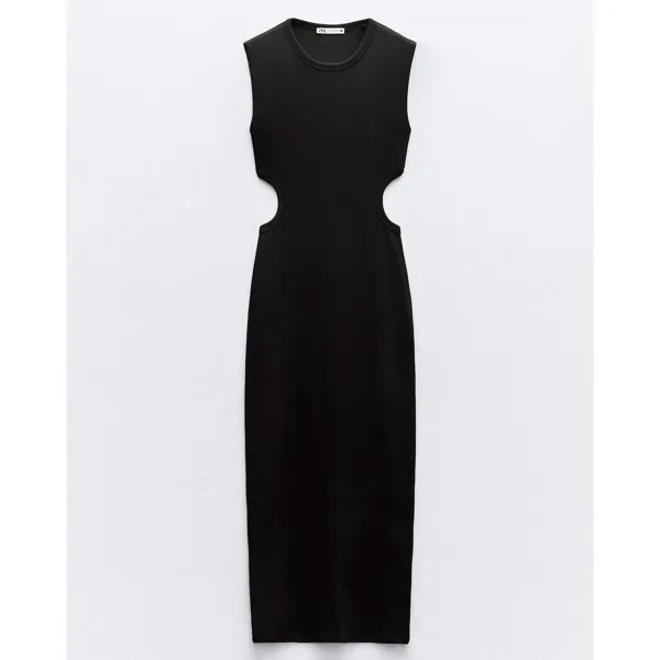 Платье Zara Midi With Cut-Out Detail, черный