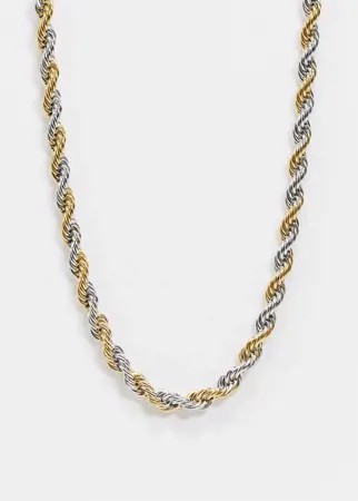 Витое ожерелье-цепочка шириной 7 мм из разноцветных металлов ASOS DESIGN-Многоцветный