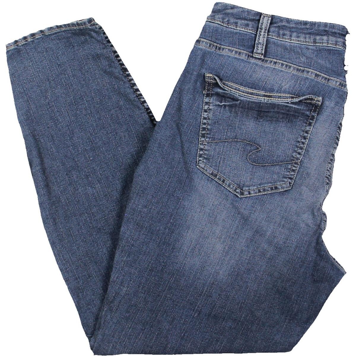 Плюс женские джинсы скинни с вышивкой Silver Jeans, цвет Indigo