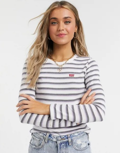 Фиолетовый лонгслив в рубчик с полосками Levi's