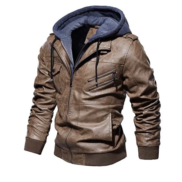 Мужская кожаная куртка, повседневная мотоциклетная куртка из искусственной кожи, байкерские кожаные куртки, европейская ветровка, куртка и...