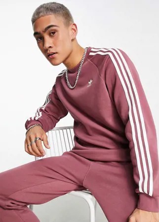 Бледно-малиновый свитшот с тремя полосками adidas Originals adicolor-Фиолетовый цвет