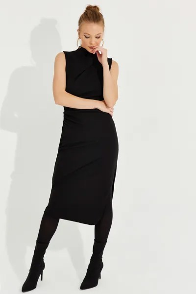 Женское черное платье-миди без рукавов Cool & Sexy, черный