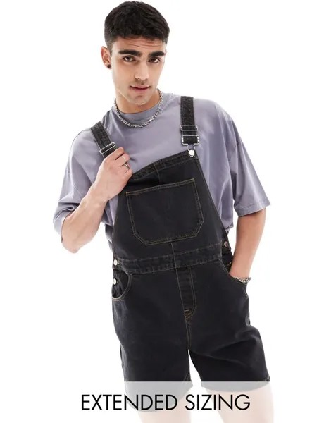 Черный джинсовый комбинезон ASOS DESIGN