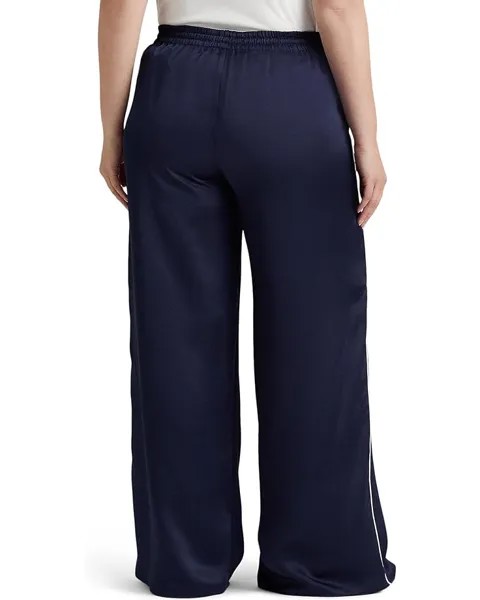 Брюки LAUREN Ralph Lauren Plus Size Side-Stripe Charmeuse Wide-Leg Pants, цвет French Navy/White