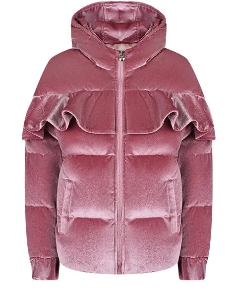 Розовая бархатная куртка с воланом Philipp Plein детская