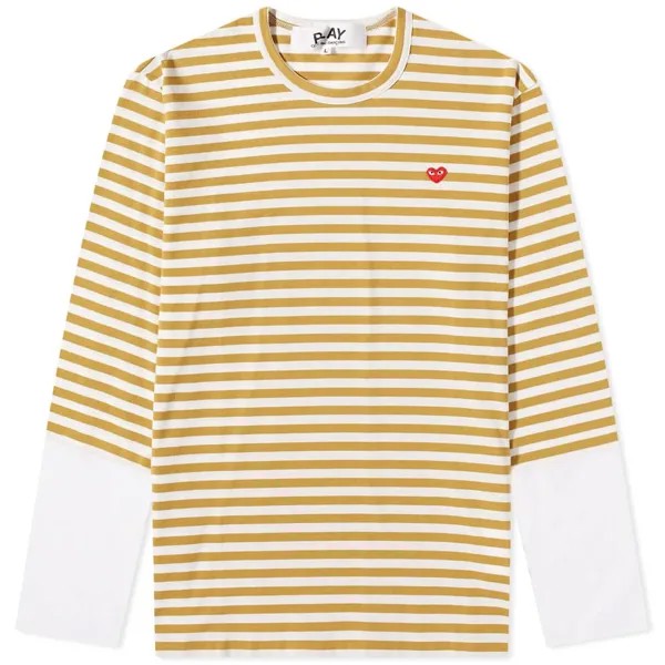 Футболка Comme des Garcons Play Long Sleeve Stripe Contrast Sleeve Te