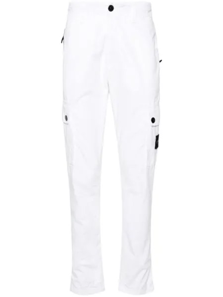 Stone Island узкие брюки с нашивкой Compass, белый