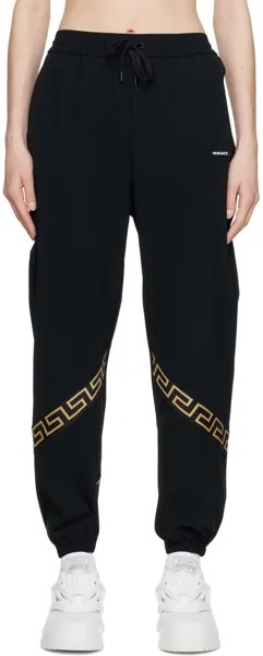 Черные брюки для отдыха с каймой Greca Versace Underwear