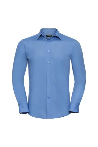 Рубашка из легкого в уходе поплина из полихлопка с длинными рукавами Collection Collection Russell, синий