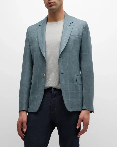 Мужское шерстяное спортивное пальто в клетку Glen Paul Smith, цвет Teal Green
