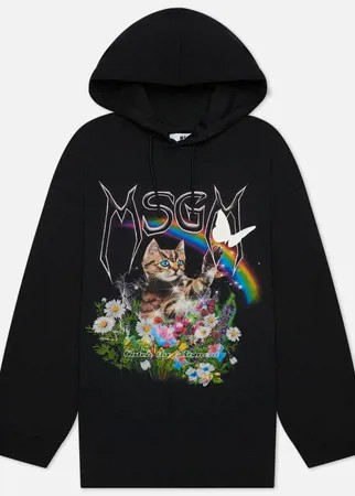 Женская толстовка MSGM Time Catching Hoodie, цвет чёрный, размер L