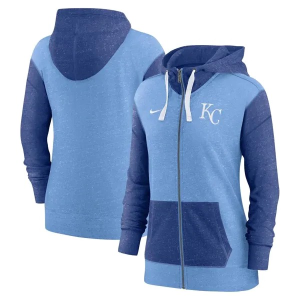 Женская голубая худи с молнией во всю длину Nike Kansas City Royals Nike