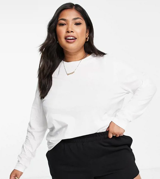 Белый лонгслив из материала с добавлением органического хлопка ASOS DESIGN Curve Ultimate