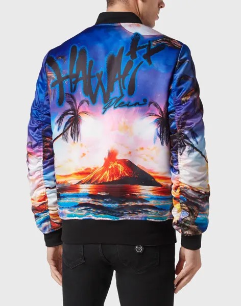 Шелковый бомбер Гавайи Philipp Plein, мультиколор