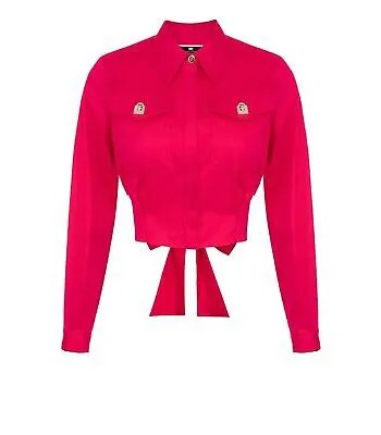Укороченная рубашка с поясом Elisabetta Franchi цвета фуксии для женщин