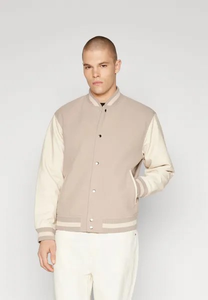 Бомбер Chaquetas Abercrombie & Fitch VARSITY, кремовый