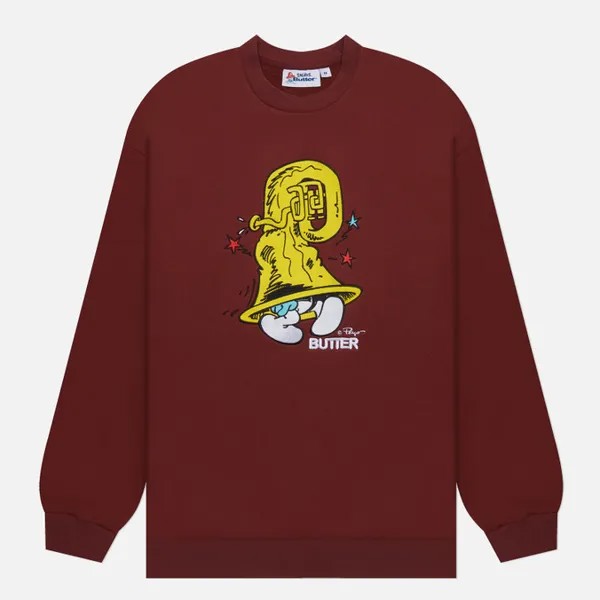 Мужская толстовка Butter Goods x The Smurfs Harmony Crew Neck бордовый, Размер XXL