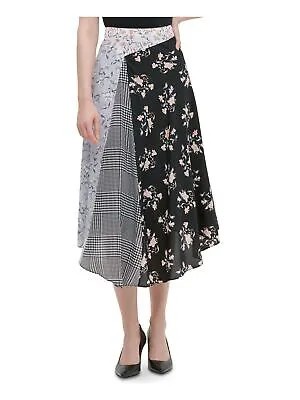 CALVIN KLEIN Женская черная плиссированная юбка длиной чай с принтом Размер: 14