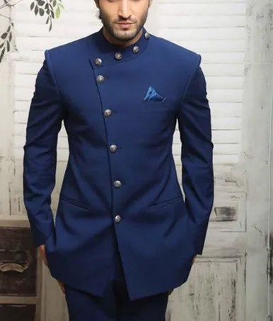 Новейший дизайн, темно-синяя мужская куртка, брюки, индийский стиль, свадебный смокинг для жениха, индивидуальный стиль, мужской смокинг, пр...