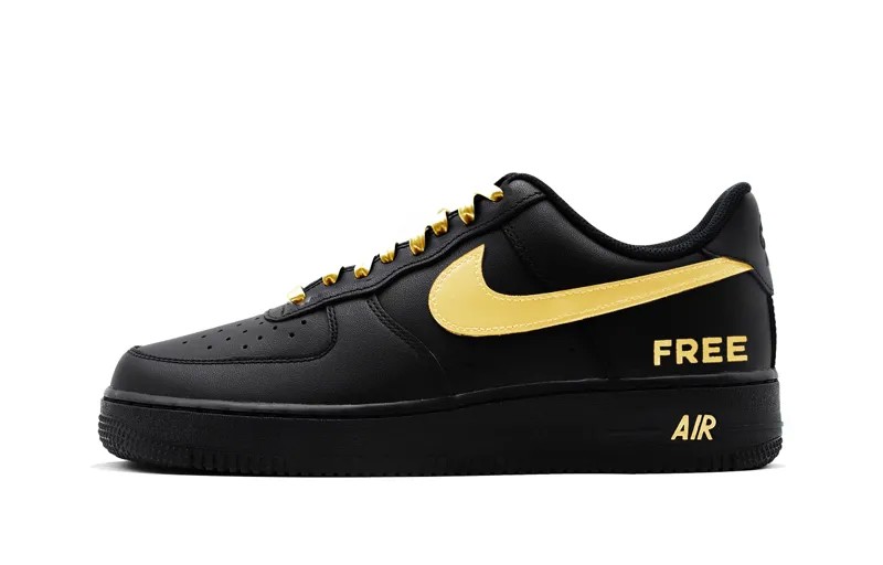 Кроссовки Nike Air Force 1 Skateboarding Shoes Women's Low-top Black/gold, черный/золотой